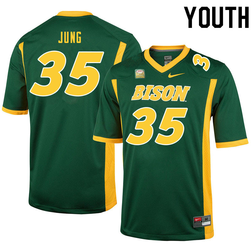 Youth #35 Sam Jung North Dakota State Bison College Football Jerseys Sale-Green - Click Image to Close